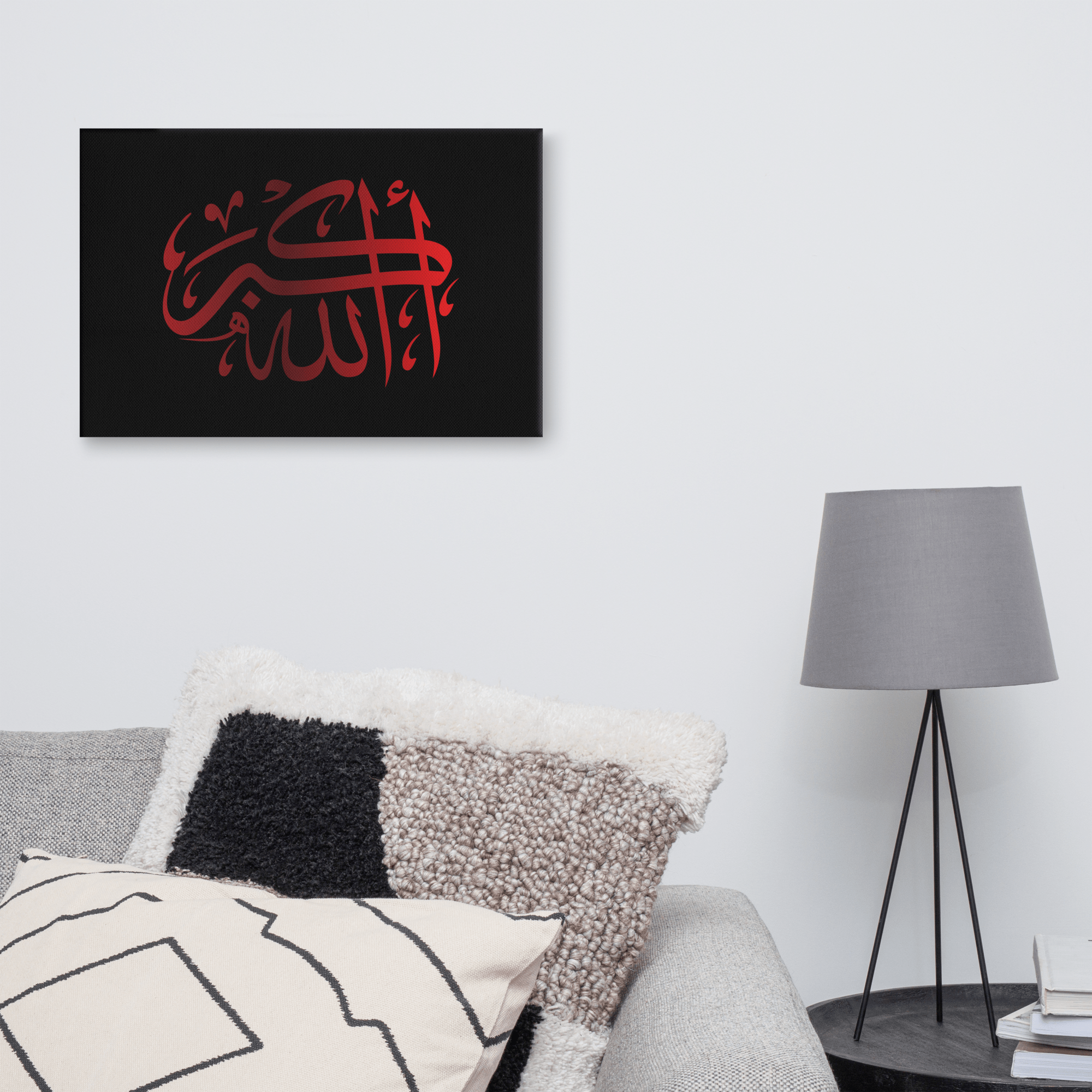 Red AllahuAkbar Black Background Canvas – Islamic calligraphy canvas | Nurul Khatt