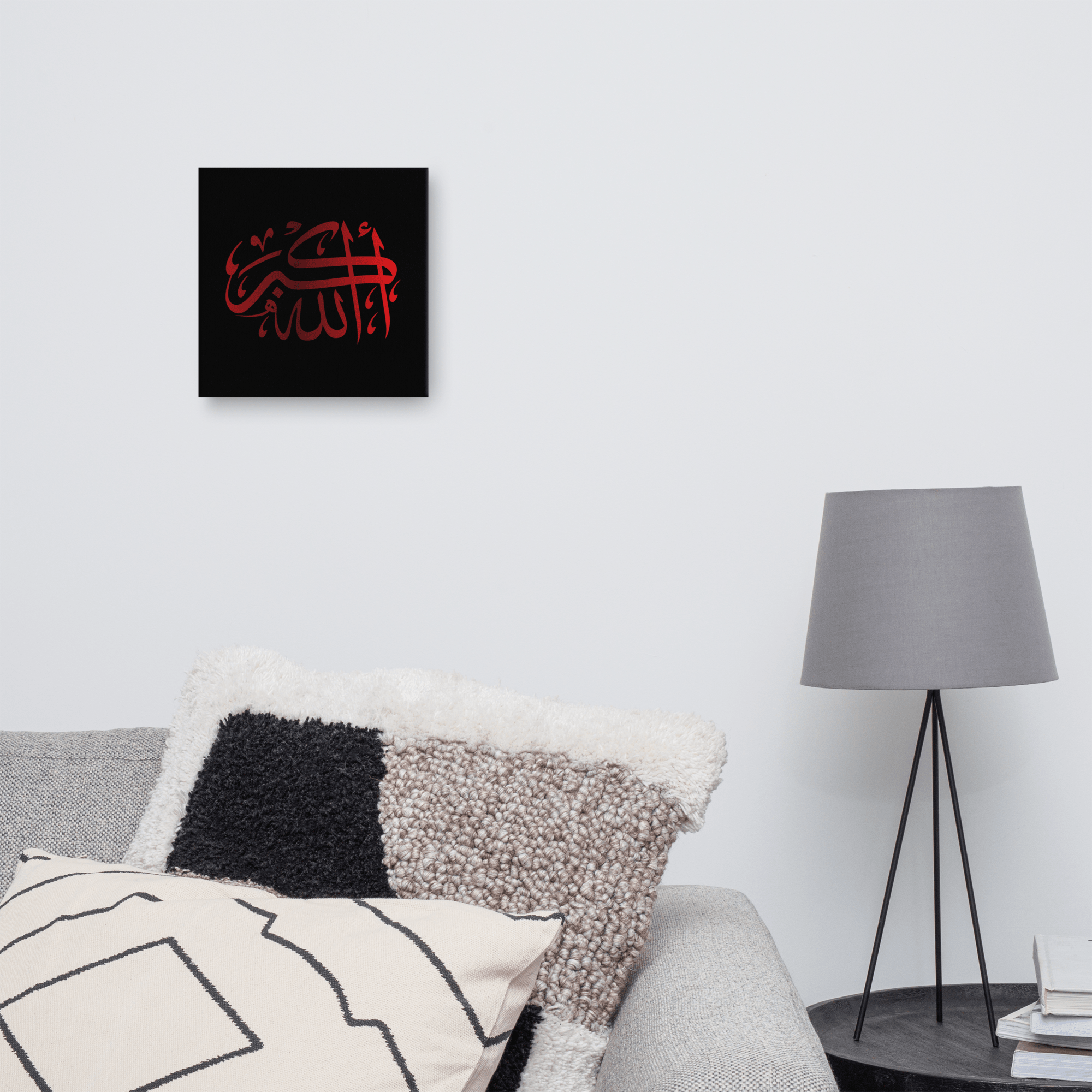 Red AllahuAkbar Black Background Canvas – Islamic calligraphy canvas | Nurul Khatt
