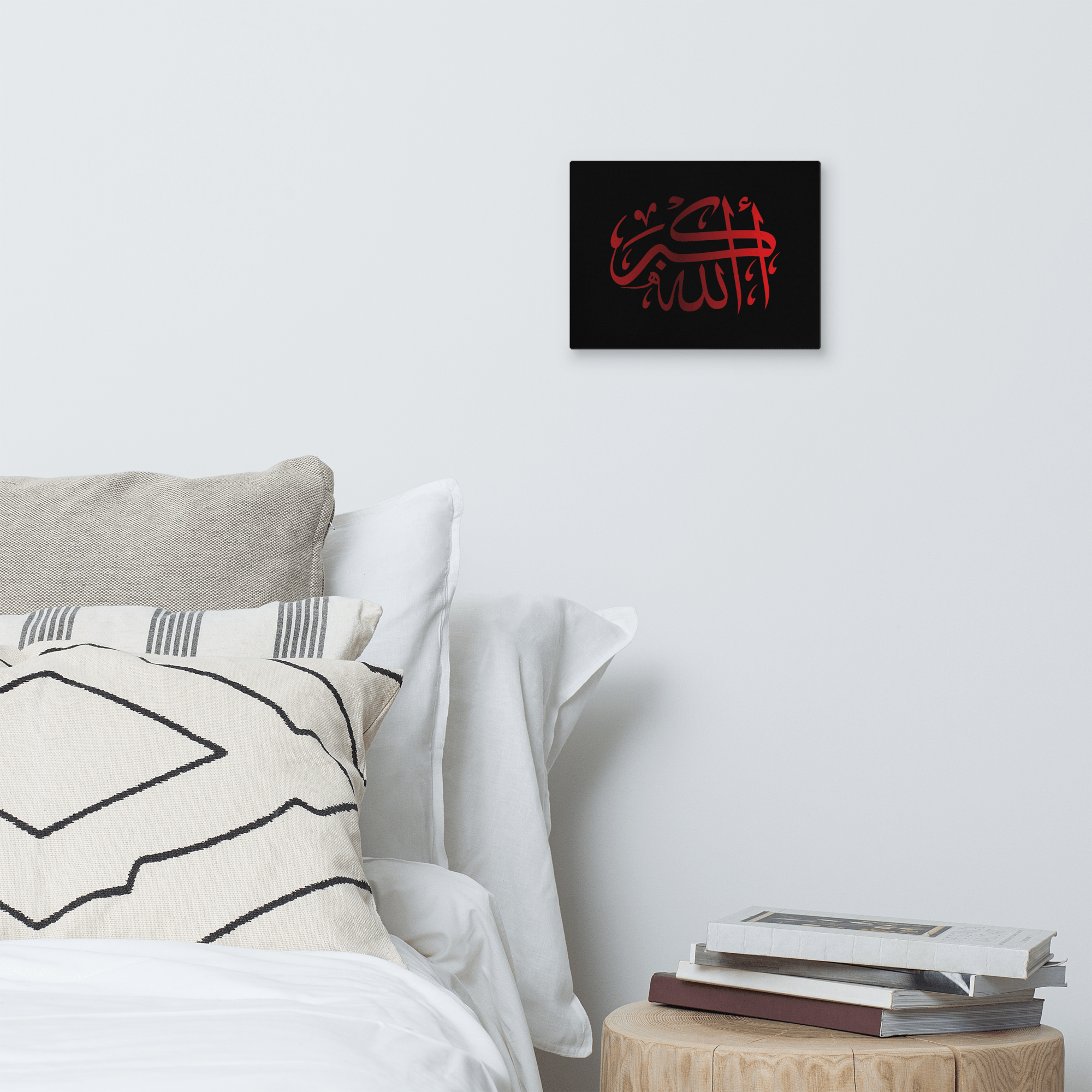 Red AllahuAkbar Black Background Canvas – Islamic calligraphy canvas | Nurul Khatt