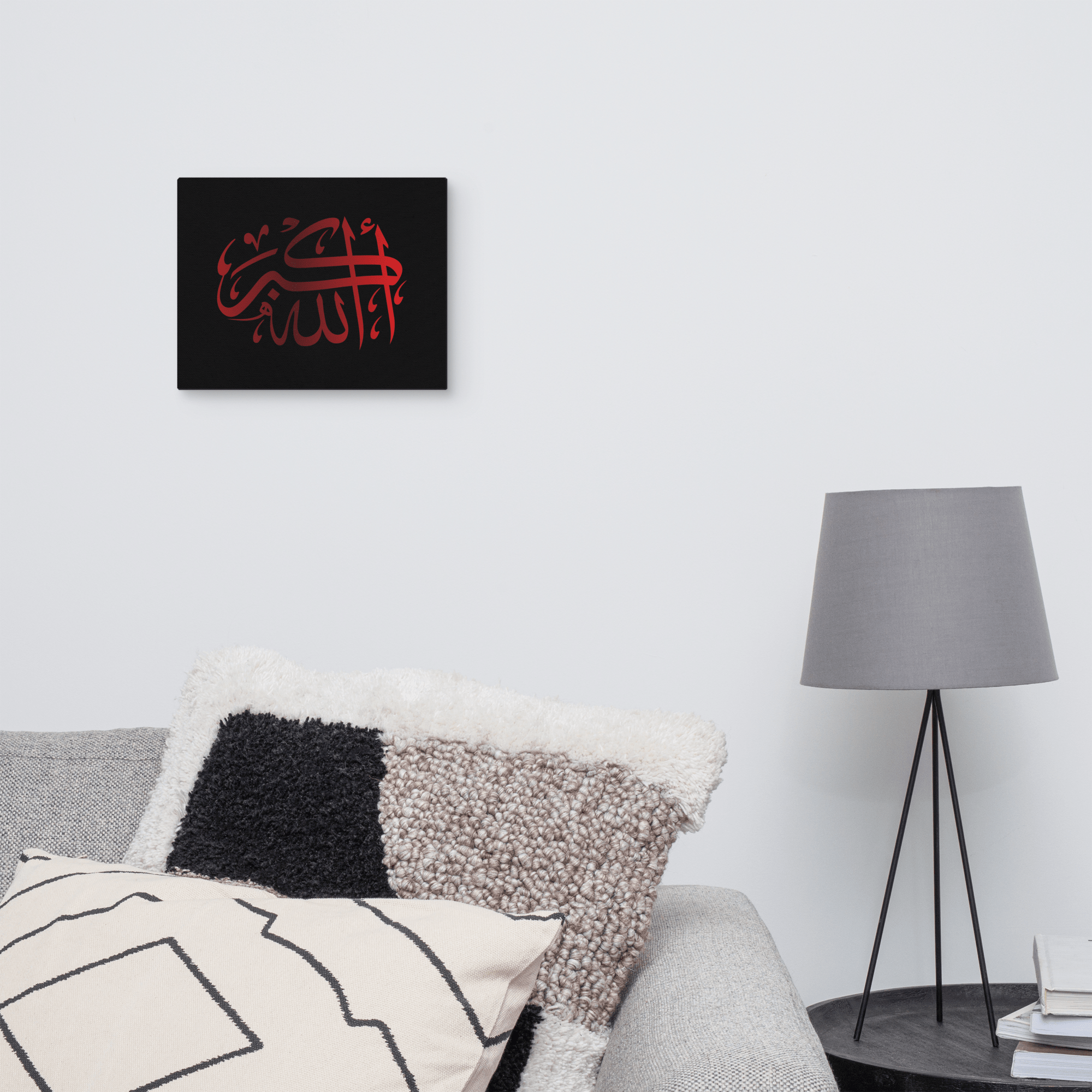 Red AllahuAkbar Black Background Canvas – Islamic calligraphy canvas | Nurul Khatt