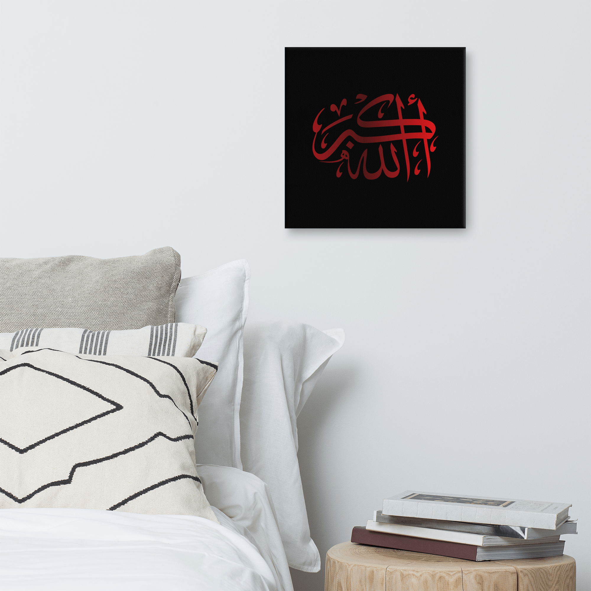 Red AllahuAkbar Black Background Canvas – Islamic calligraphy canvas | Nurul Khatt
