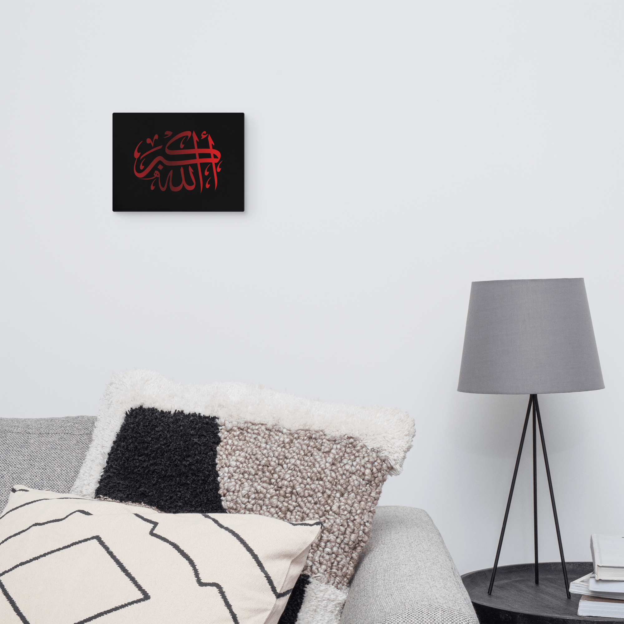 Red AllahuAkbar Black Background Canvas – Islamic calligraphy canvas | Nurul Khatt