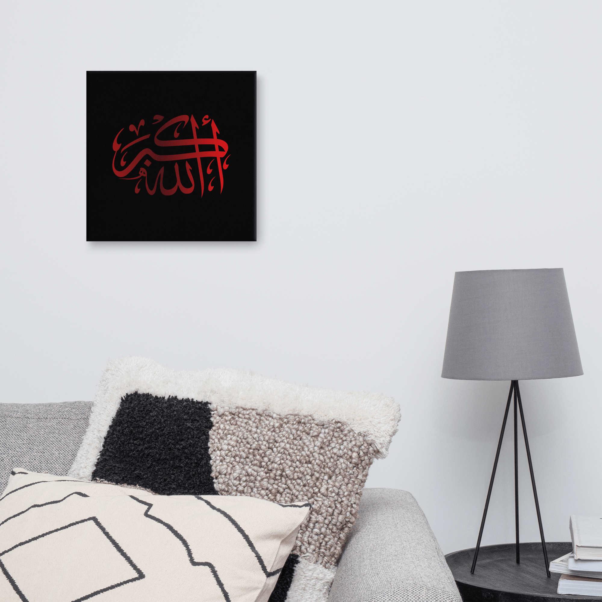Red AllahuAkbar Black Background Canvas – Islamic calligraphy canvas | Nurul Khatt