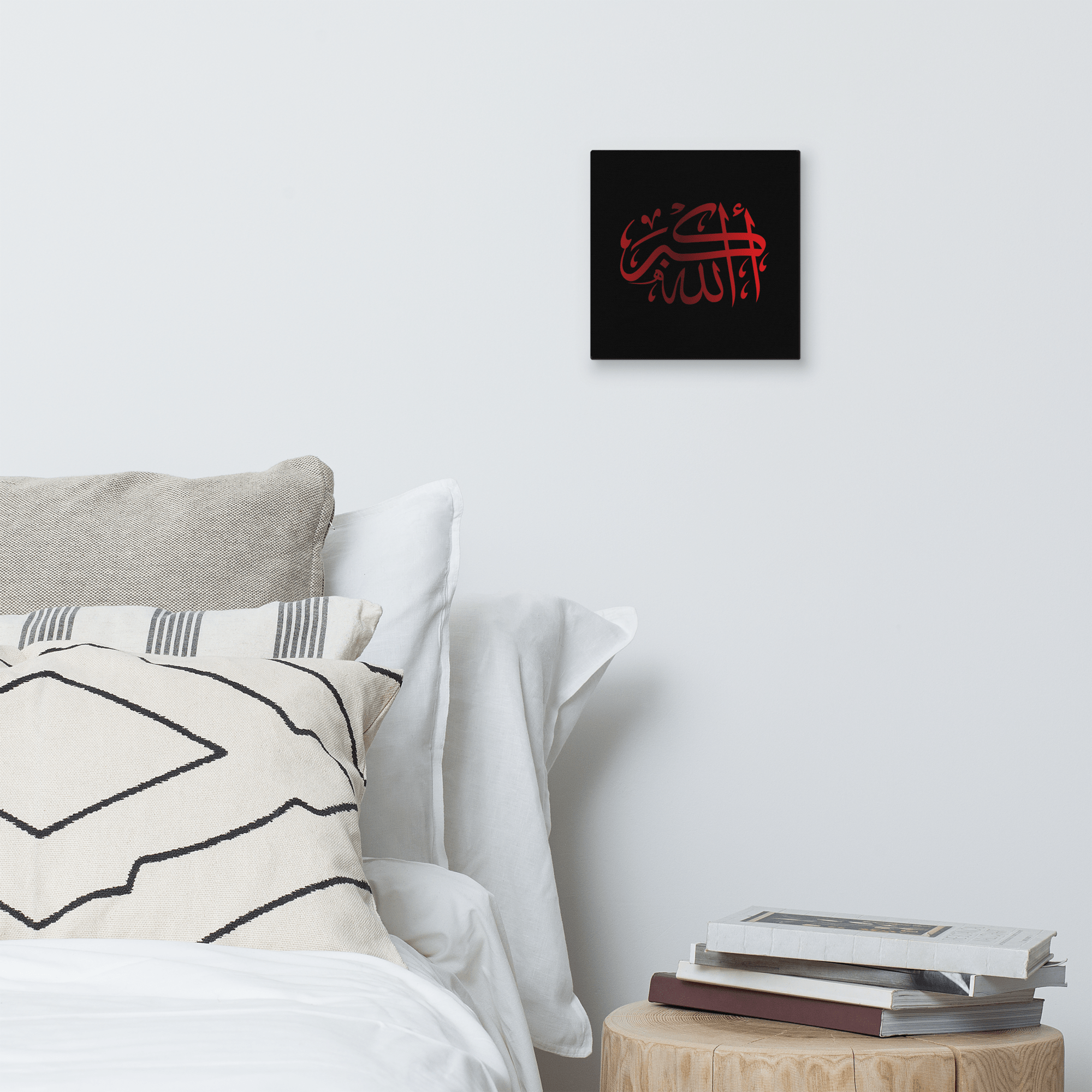 Red AllahuAkbar Black Background Canvas – Islamic calligraphy canvas | Nurul Khatt