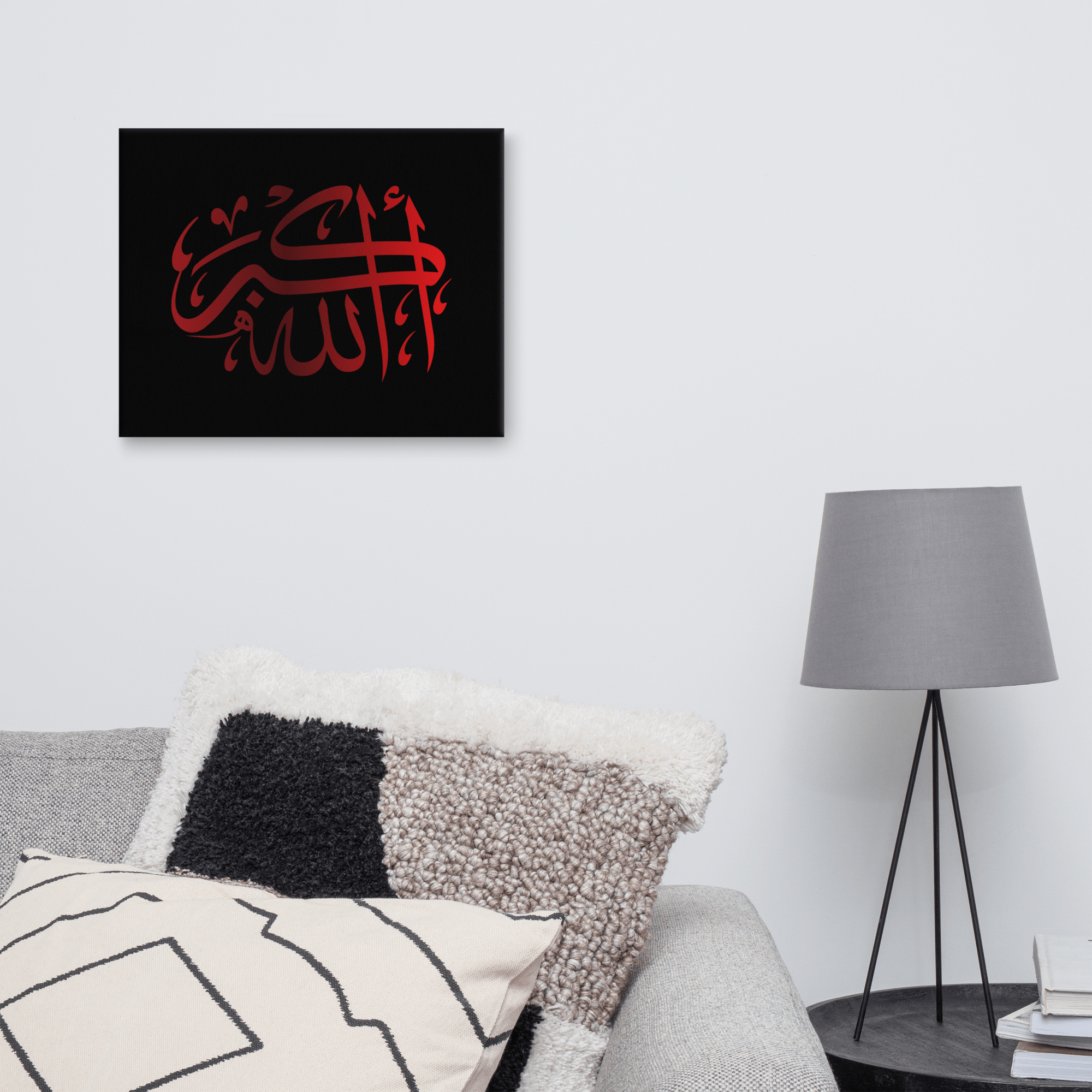 Red AllahuAkbar Black Background Canvas – Islamic calligraphy canvas | Nurul Khatt