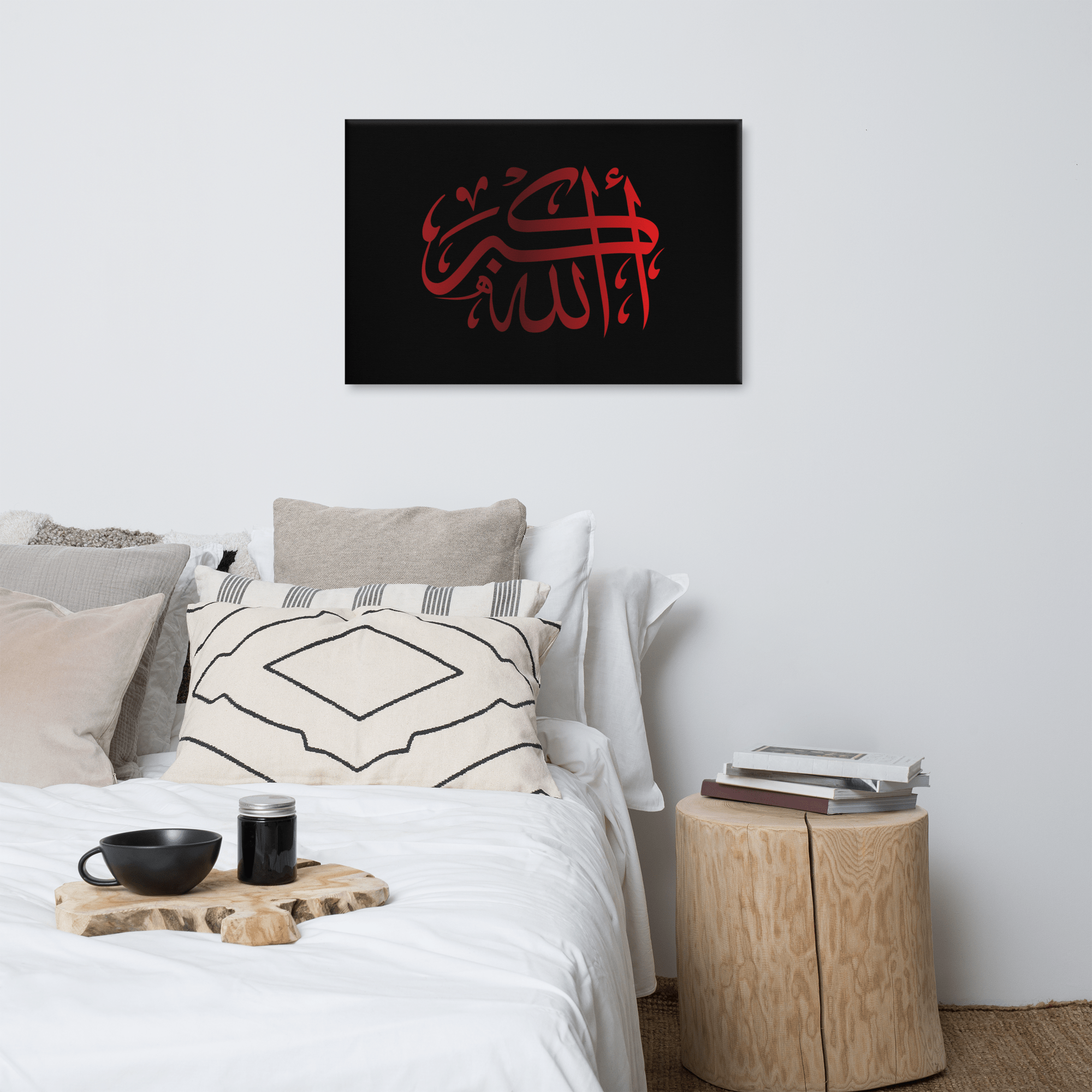 Red AllahuAkbar Black Background Canvas – Islamic calligraphy canvas | Nurul Khatt